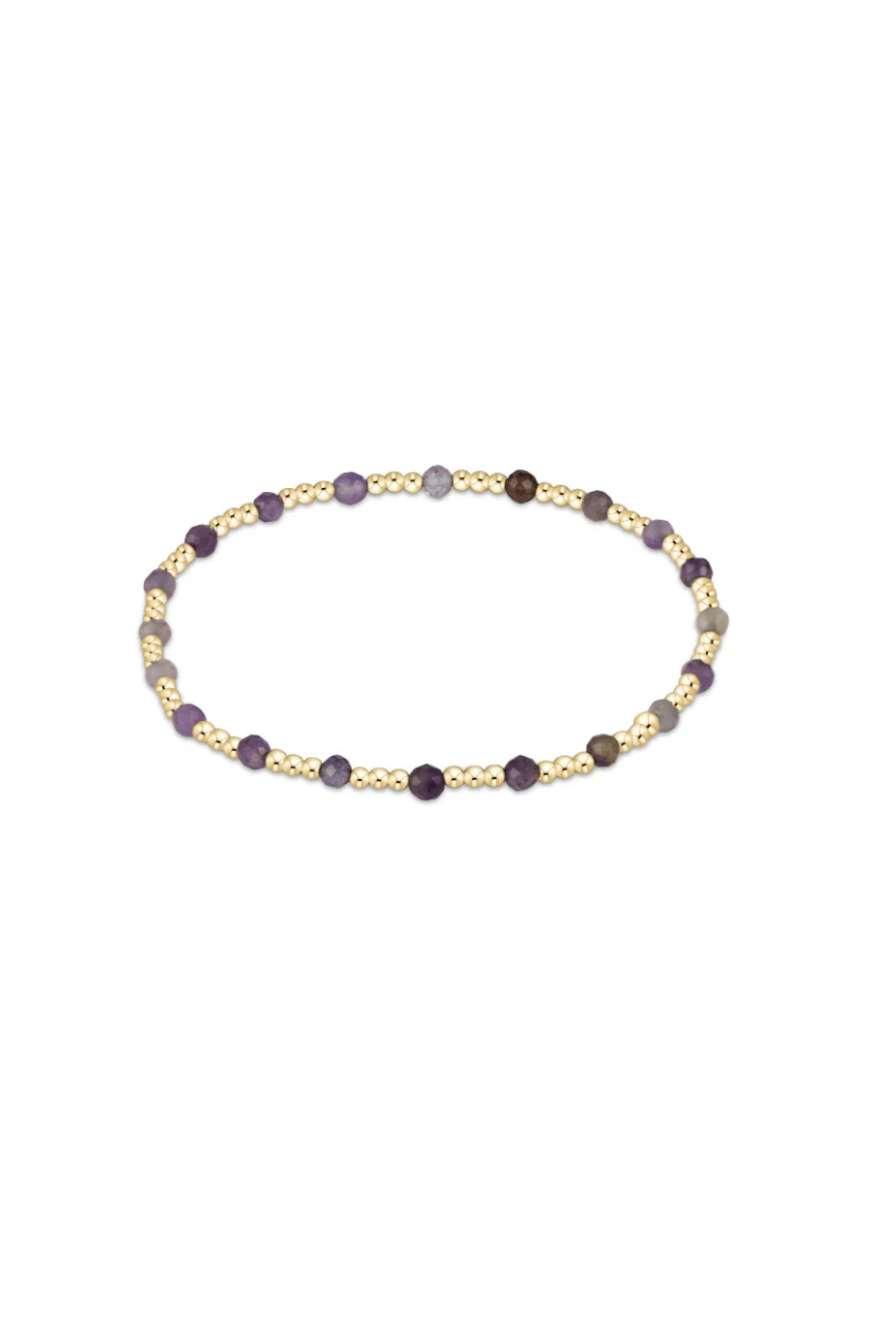 Enewton Gemstone Gold Sincerity Pattern 3mm Bead Bracelet - Amethyst Cabana The Seaside Style