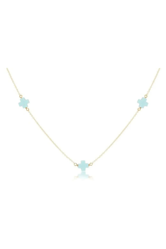 Enewton 15 inch Choker Simplicity Chain Gold - Signature Cross - Turquoise Cabana Seaside Florida