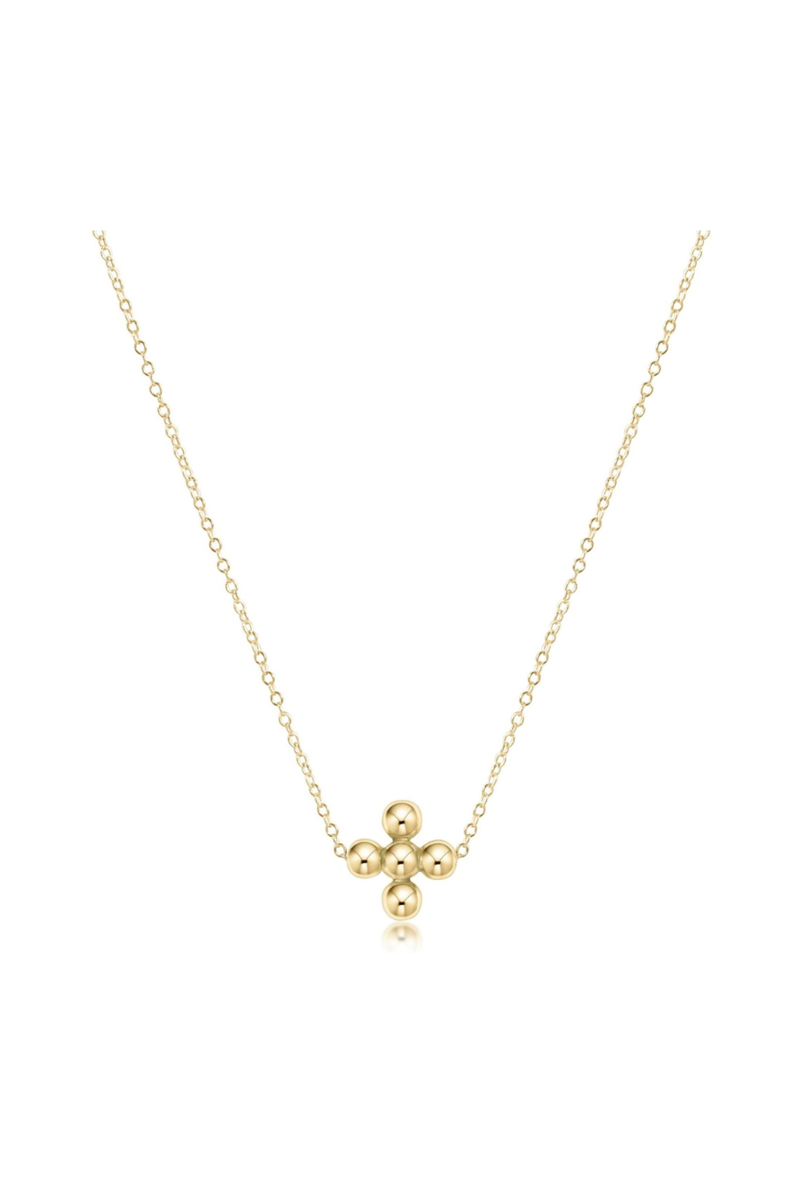 Enewton 16 inch necklace gold classic beaded signature cross gold-4mm bead gold