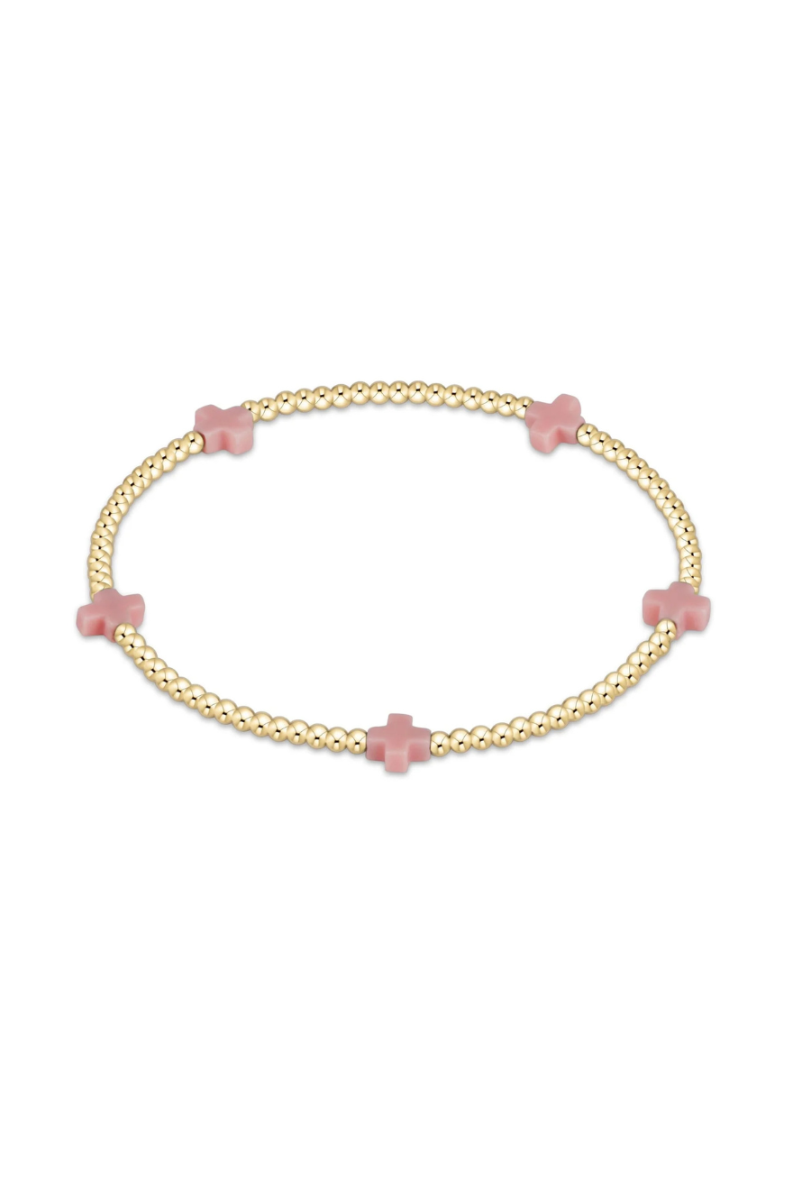 Enewton Signature Cross Small Gold Pattern 2mm Bead Bracelet - Pink Cabana Seaside Florida
