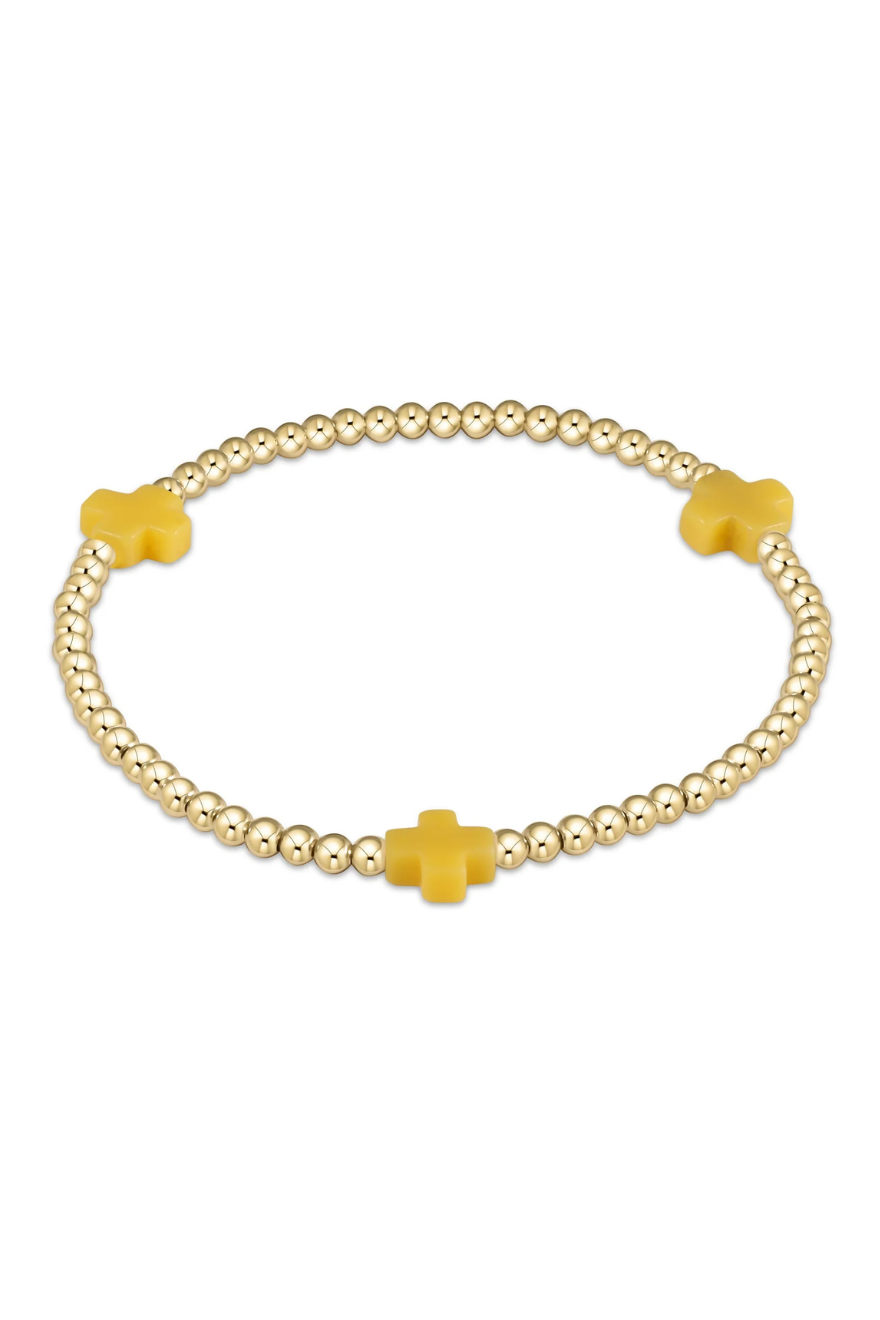 Enewton Signature Cross Gold Pattern 3mm Bead Bracelet - Canary Cabana Seaside Florida