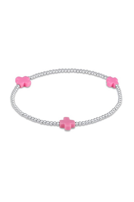 Enewton Signature Cross Sterling 2mm Bead Bracelet - Bright Pink Cabana Seaside Florida