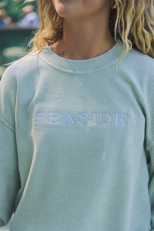 Sage Seaside Corded Embroidered Sweatshirt