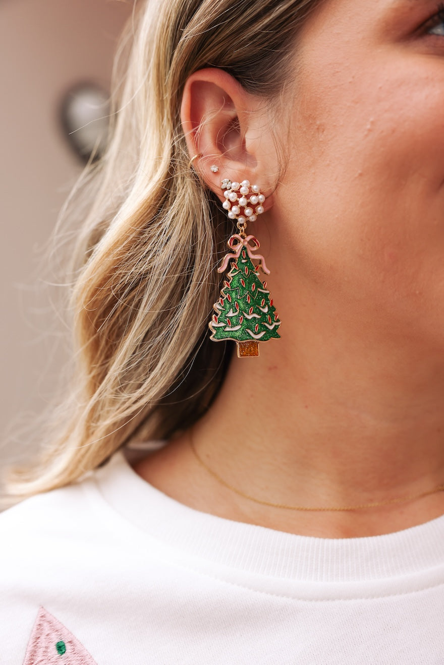 Christmas Tree Epoxy Drop Earrings Cabana by The Seaside Style 