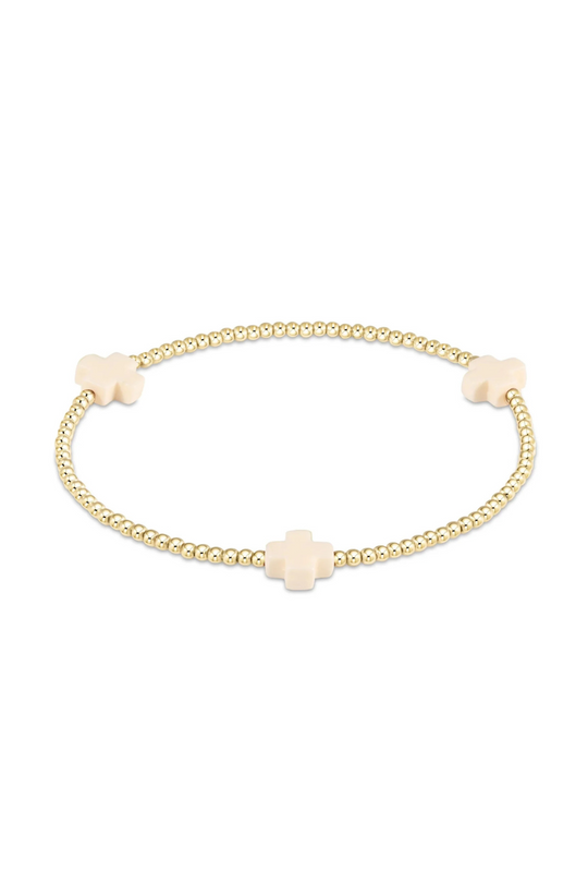 Enewton Signature Cross Gold Pattern 2mm Bead Bracelet - Off White Cabana Seaside Florida 1