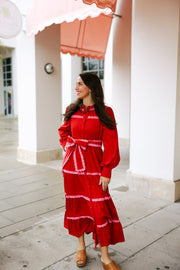 Scalloped Long Sleeve Midi Dress Cabana by The Seaside Style 