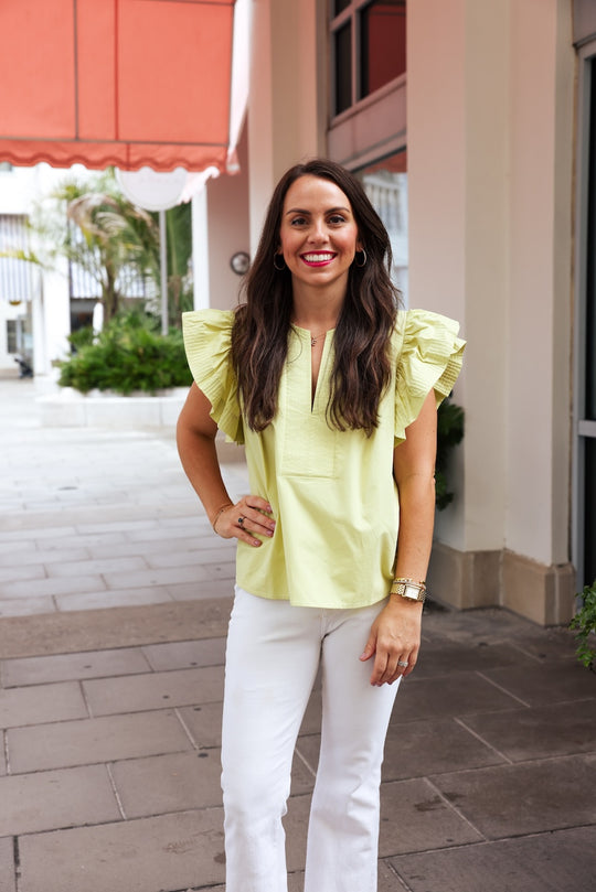 Flutter Sleeve Tunic Poplin Top Cabana by The Seaside Style