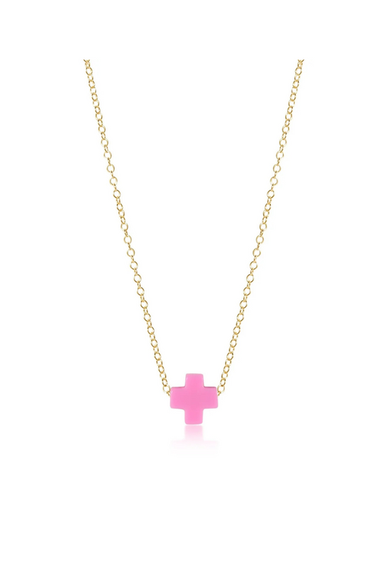 Enewton 16" Necklace Gold - Signature Cross Bright Pink Cabana Seaside Florida