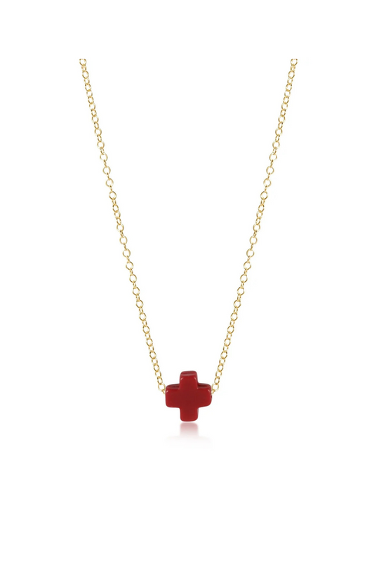 Enewton 16" Necklace Gold - Signature Cross Red cabana seaside florida