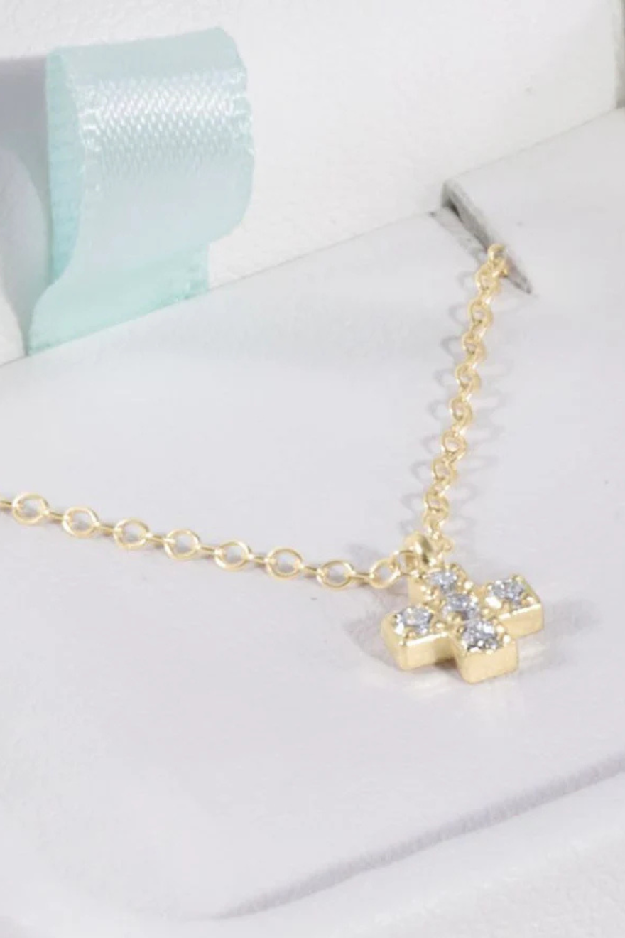 Enewton 14kt Gold and Diamond Signature Cross Necklace Cabana Seaside Florida
