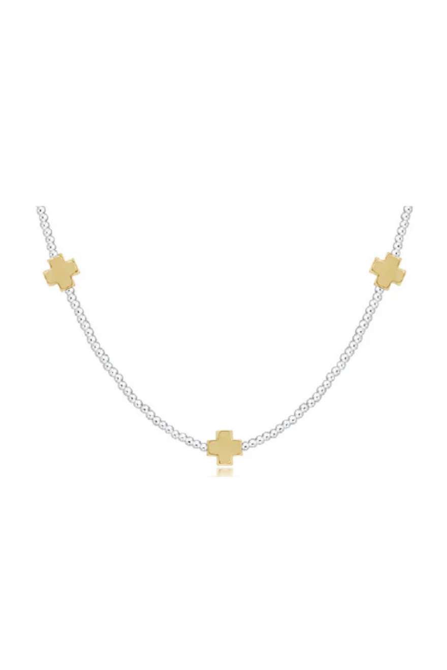 Enewton 15 inch Choker Signature Cross Sterling Mixed Metal Pattern 2mm Bead Cabana Seaside Florida