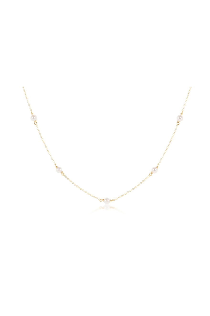 Enewton 15 inch Choker Simplicity Chain Gold - 4mm Pearl