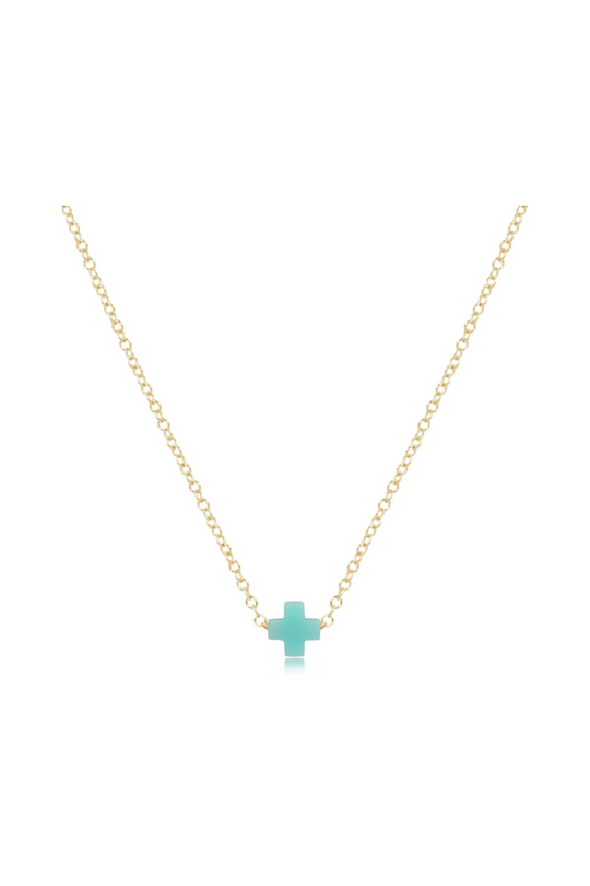 Enewton 16" Necklace Gold - Signature Cross Small - Turquoise Cabana Seaside Florida