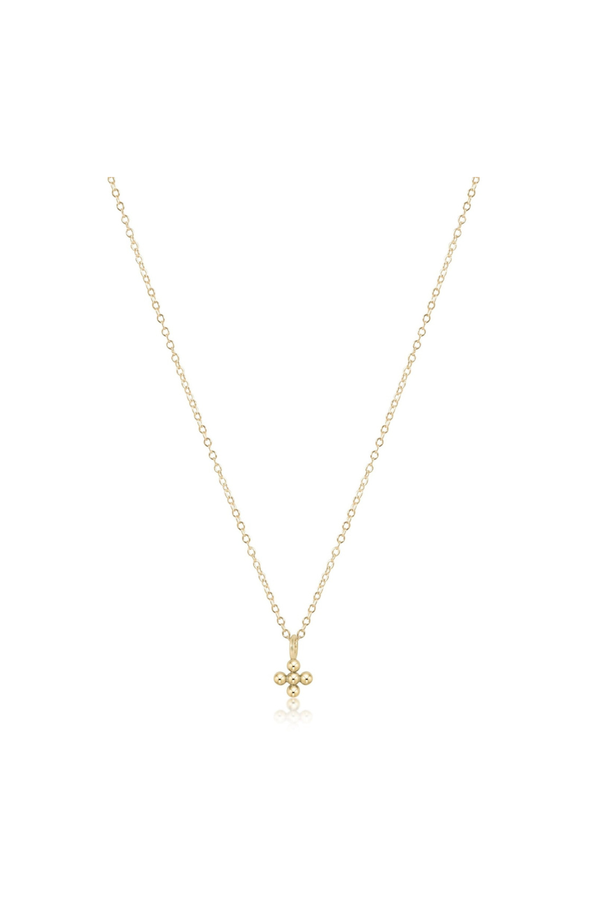 Enewton 16 inch necklace gold classic beaded signature cross small gold charm 