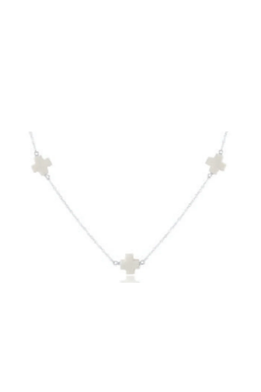 Enewton 17" Choker Simplicity Chain Sterling - Signature Cross Off-White Cabana Seaside Florida