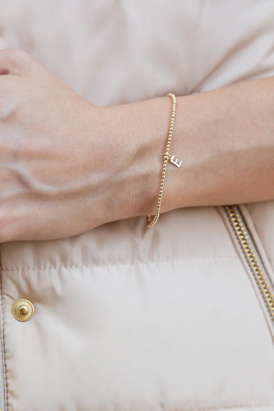 Enewton Classic Gold 2mm Bead Bracelet - Respect Gold Initial Charm Cabana Seaside Florida