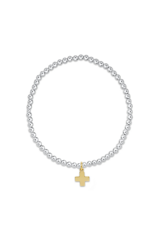 Enewton Classic Mixed Metal 3mm Bead Bracelet - Signature Cross Gold Charm Cabana Seaside Florida