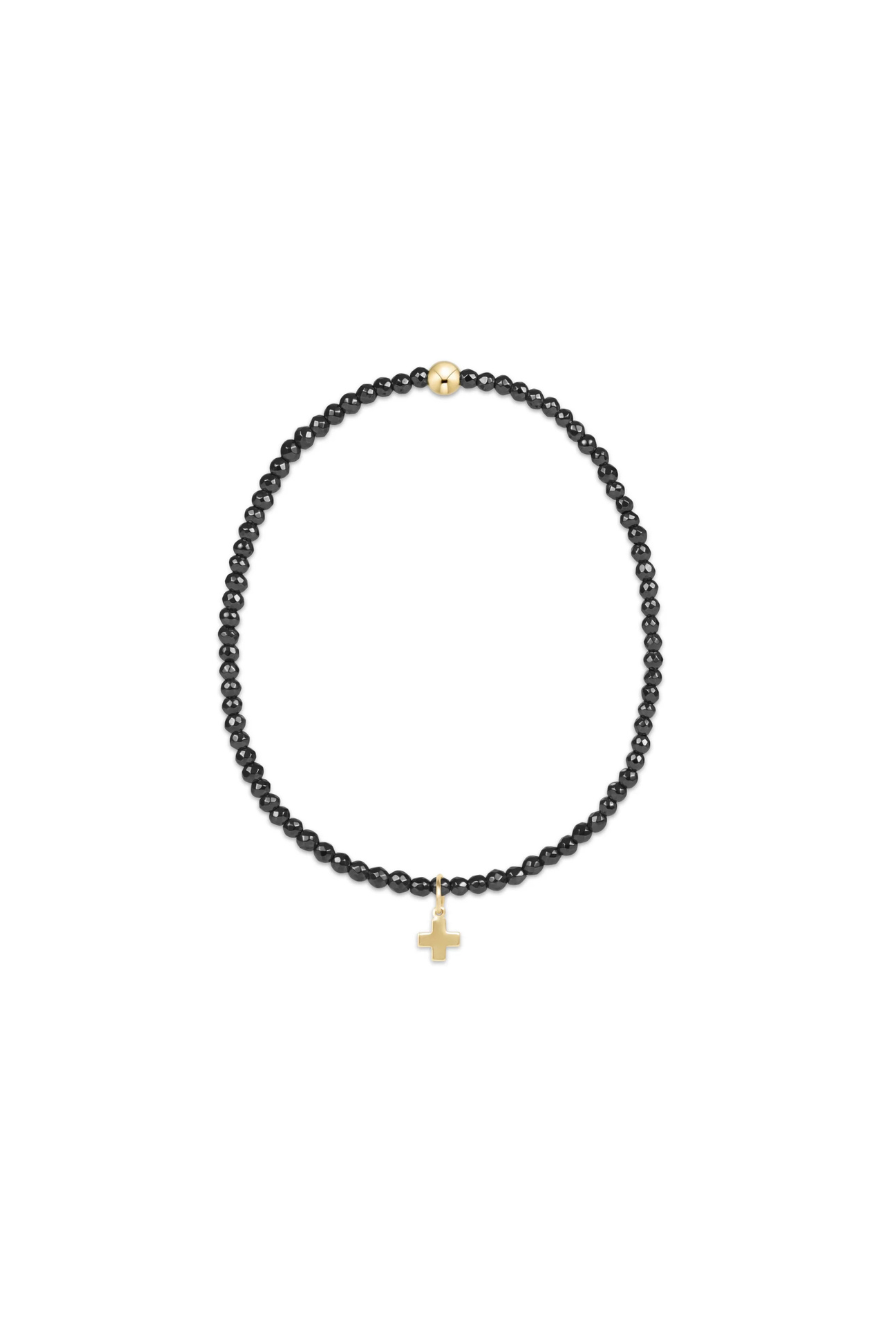 Enewton Faceted Hematite 2mm Bead Bracelet Signature Cross Gold Charm Cabana Seaside Florida
