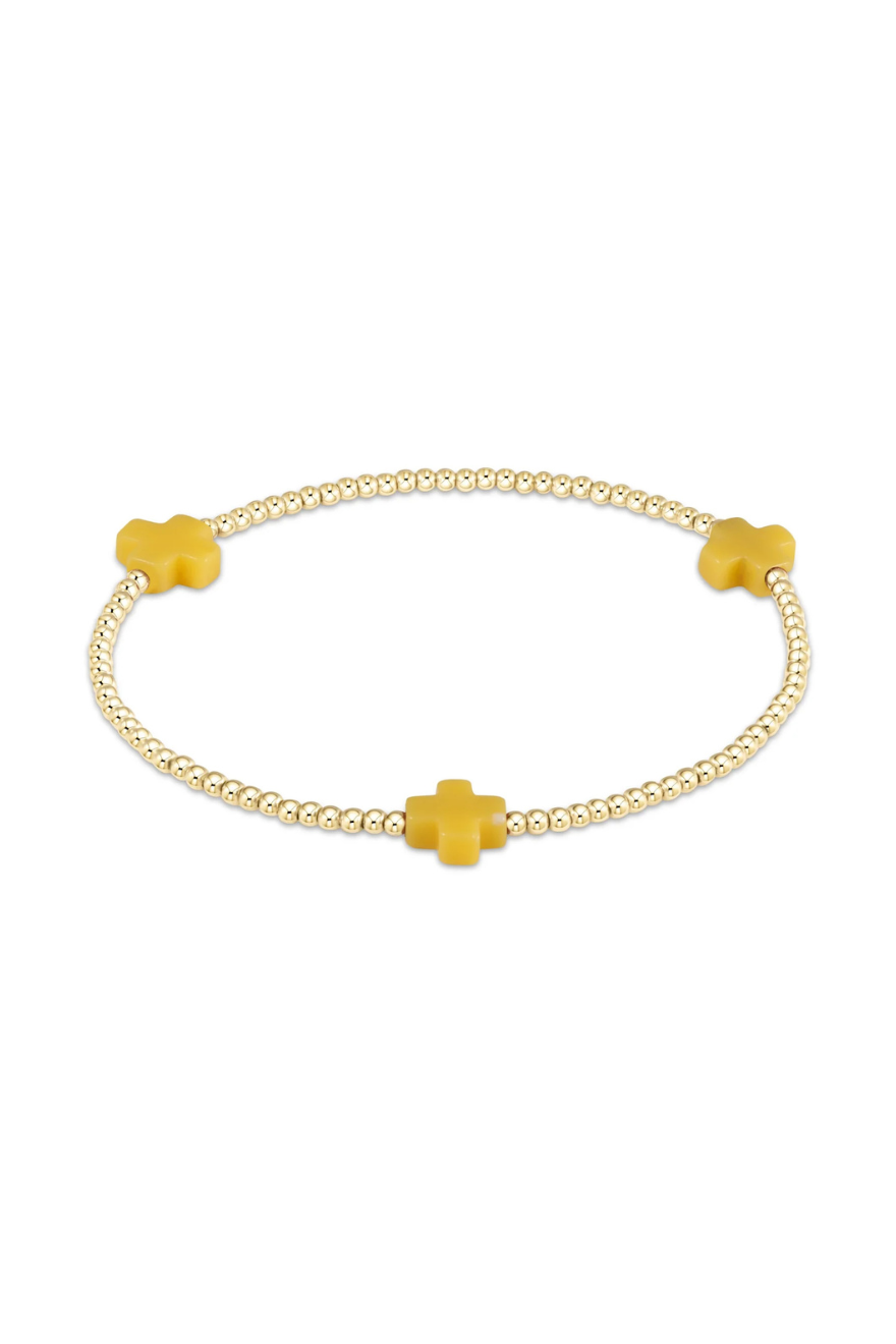 Enewton Signature Cross Gold Pattern 2mm Bead Bracelet - Canary Cabana Seaside Florida