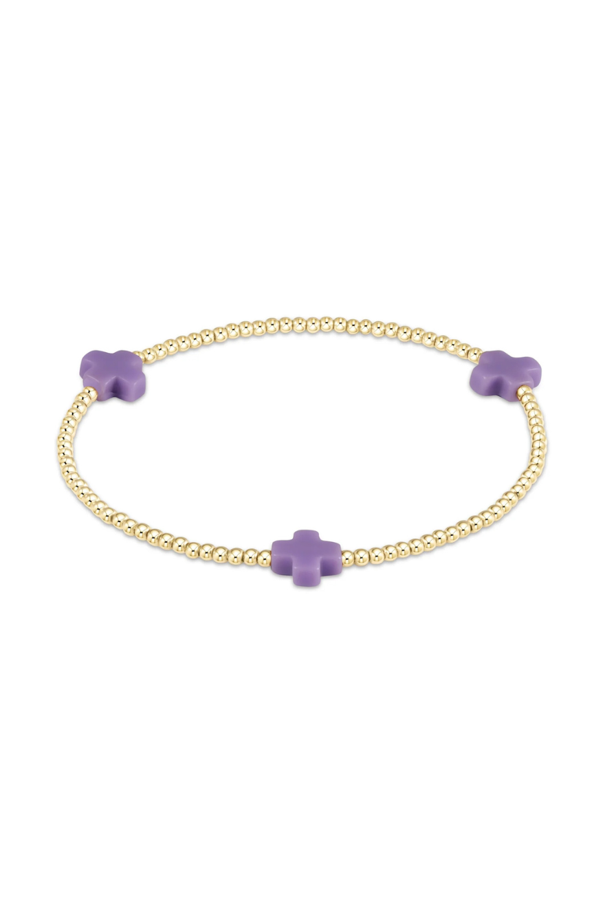 enewton • Signature Cross Gold Pattern 2mm Bead Bracelet Cobalt main image 1