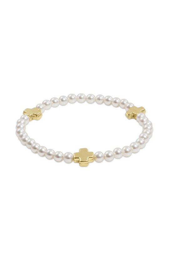 Enewton Signature Cross Pearl Pattern 4mm Bead Bracelet - Gold Cabana Seaside Florida