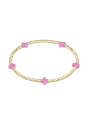 Enewton Signature Cross Small Gold Pattern 2mm Bead Bracelet - Bright Pink Cabana Seaside Florida
