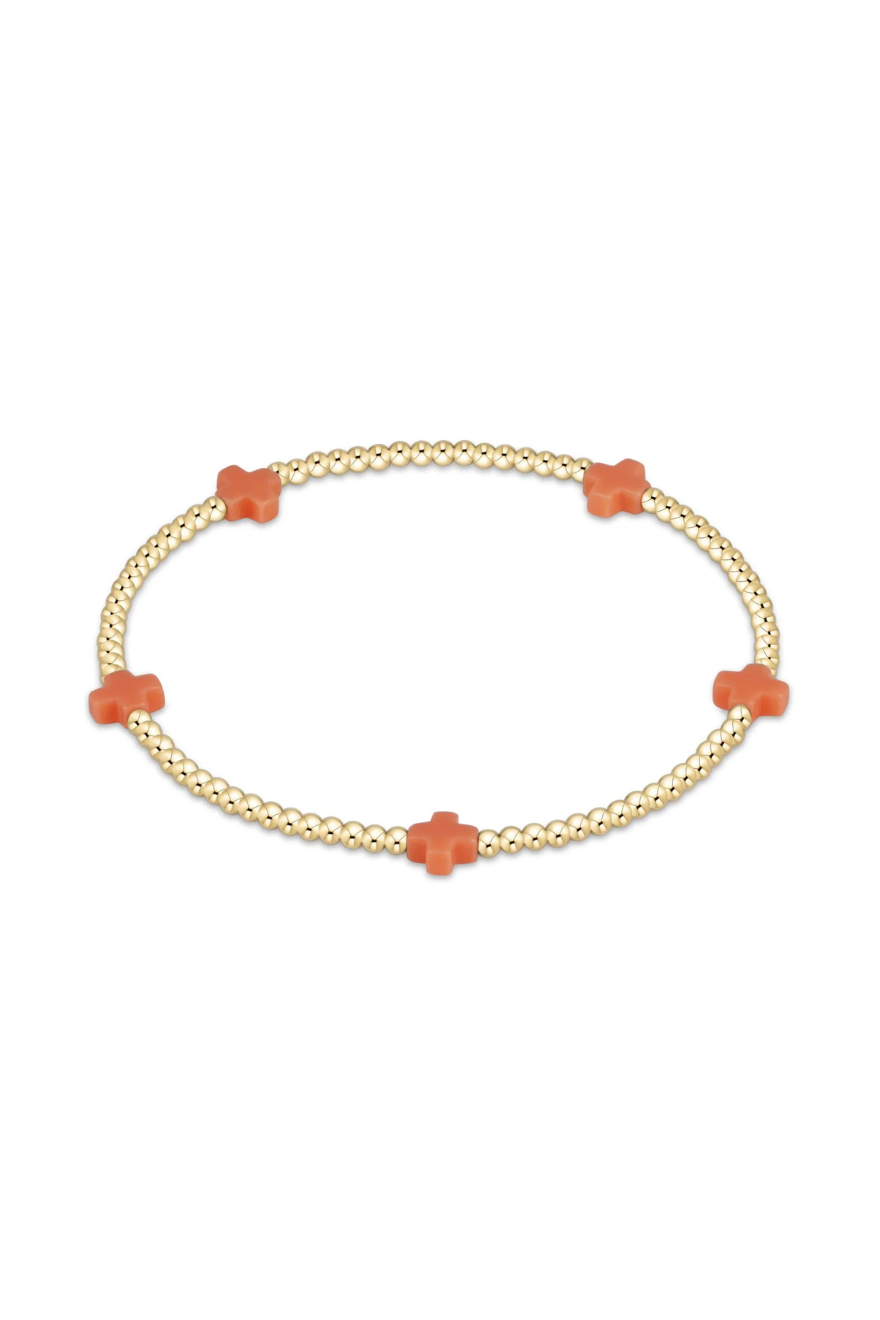 Enewton Signature Cross Small Gold Pattern 2mm Bead Bracelet - Coral Cabana Seaside Florida