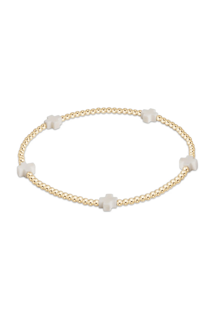 enewton Signature Cross Small Gold Pattern 2mm Bead Bracelet - Gold main image 1