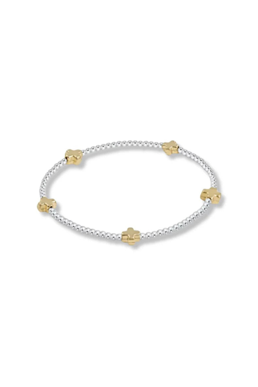 Enewton Signature Cross Small Sterling Mixed Metal 2mm Bead Bracelet Gold Cabana Seaside Florida