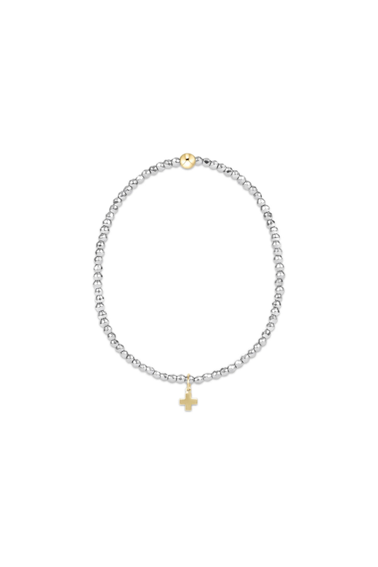 Enewton Silver Faceted Hematite 2mm Bead Bracelet Signature Cross Gold Charm Cabana Seaside Florida