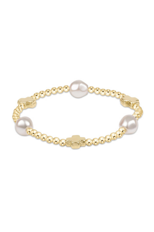 Enewton signature cross admire pearl pattern 3mm bead bracelet-gold