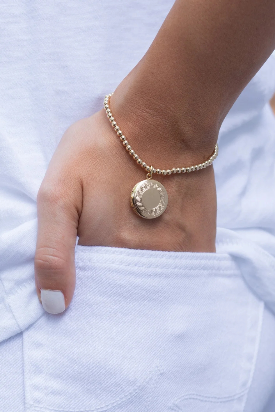 Enewton Classic Gold 3mm Bead Bracelet - Cherish Small Gold Locket Cabana Seaside Florida