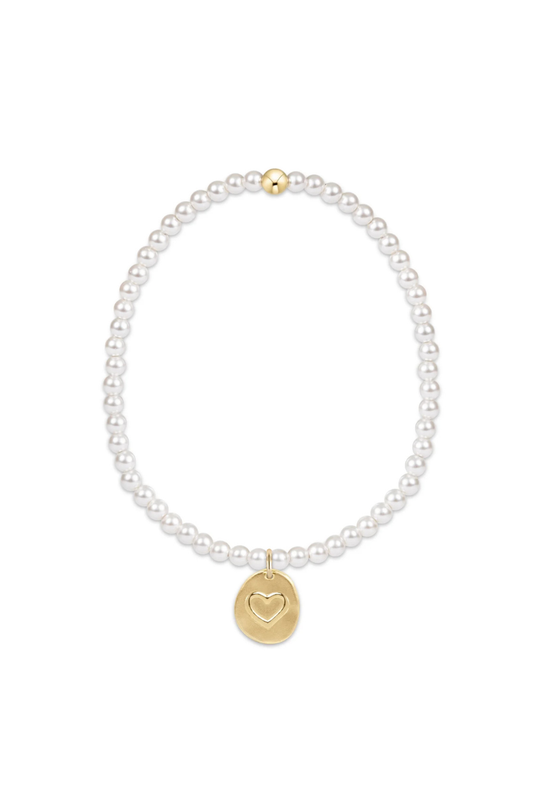 Enewton Classic Pearl 3mm Bead Bracelet - Inspire Love Small Gold Charm