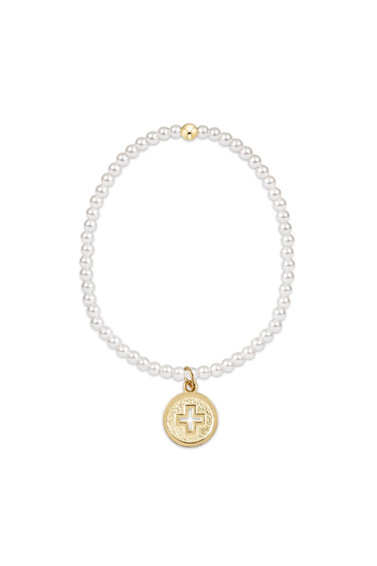 Enewton Classic Pearl 3mm Bead Bracelet - Signature Cross Gold Disc