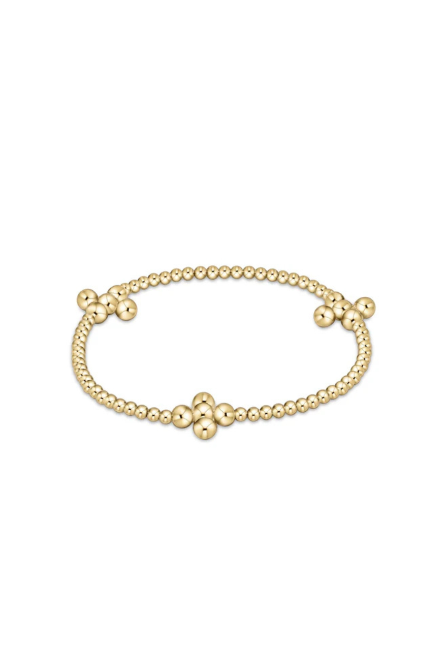 Enewton Signature Cross Gold Pattern 2.5mm Bead Bracelet - 4mm Signature Cross