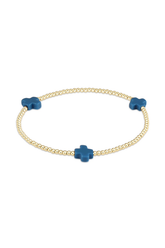 Enewton Signature Cross Gold Pattern 2mm Bead Bracelet - Cobalt Cabana Seaside Florida