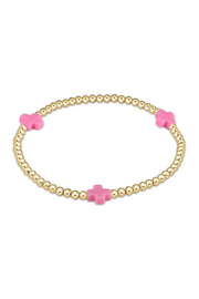 Enewton Signature Cross Gold Pattern 3mm Bead Bracelet - Bright Pink Cabana Seaside Florida