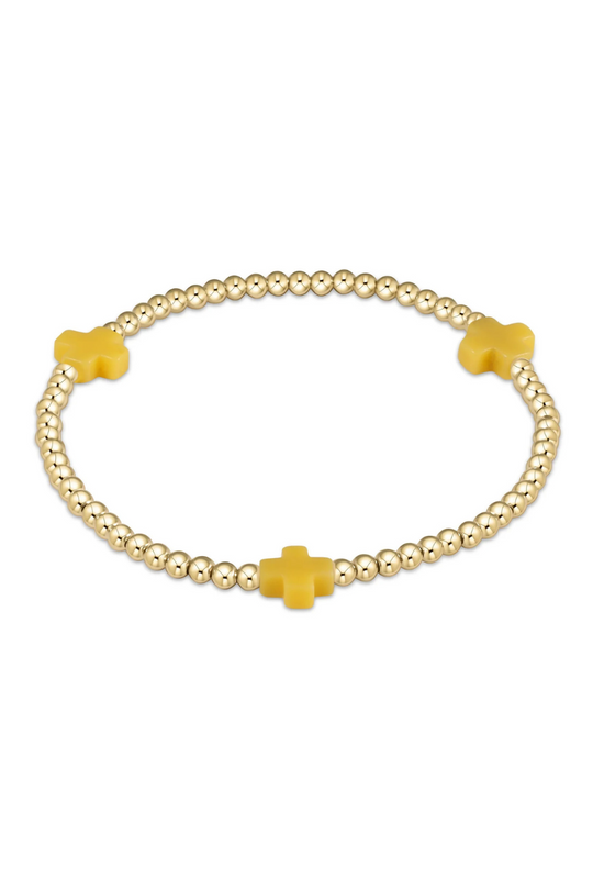 Enewton Signature Cross Gold Pattern 3mm Bead Bracelet - Canary Cabana Seaside Florida