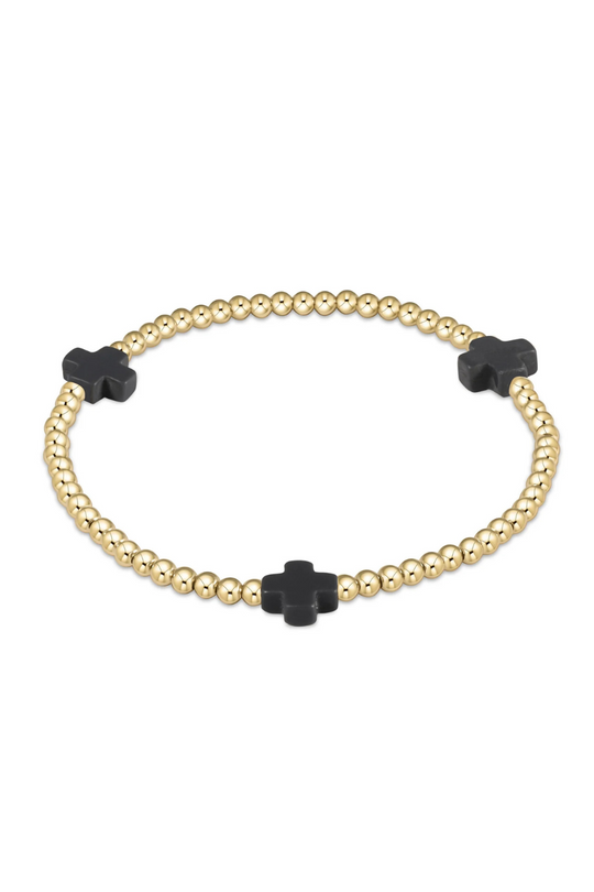 Enewton Signature Cross Gold Pattern 3mm Bead Bracelet - Charcoal Cabana Seaside Florida