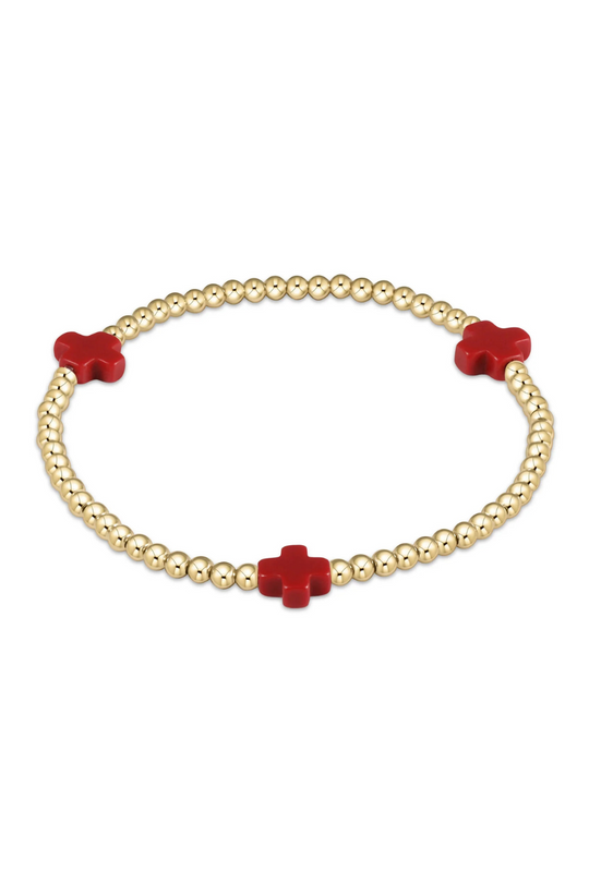 Enewton Signature Cross Gold Pattern 3mm Bead Bracelet - Red Cabana seaside florida