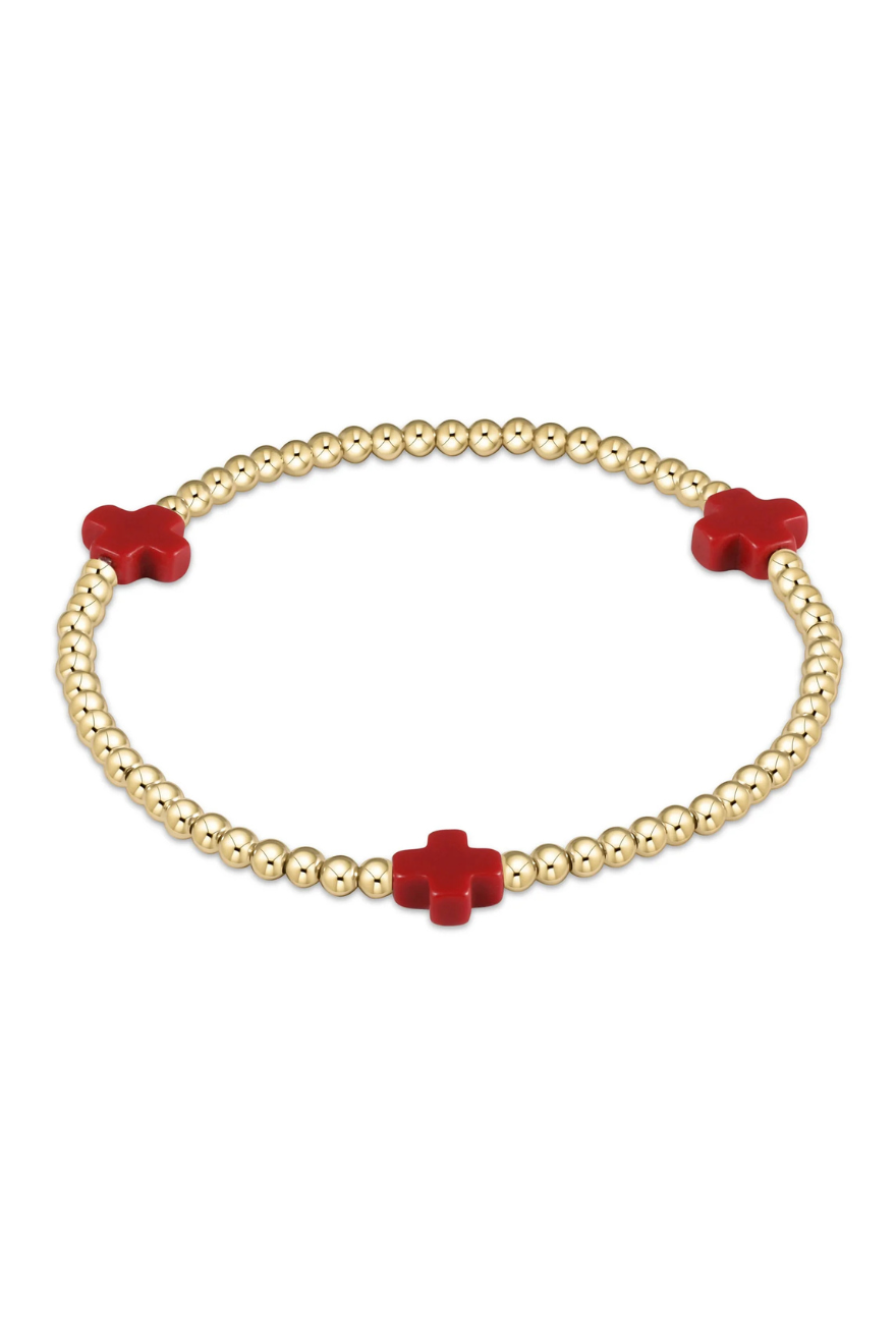 Enewton Signature Cross Gold Pattern 3mm Bead Bracelet - Red Cabana seaside florida