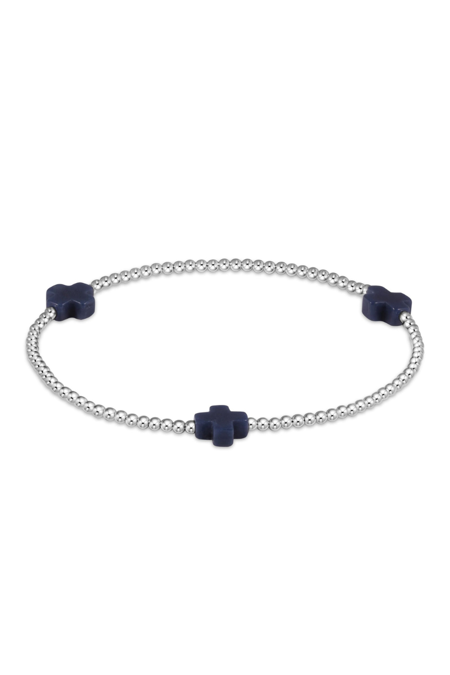Enewton Signature Cross Sterling 2mm Bead Bracelet - Navy Cabana Seaside Florida