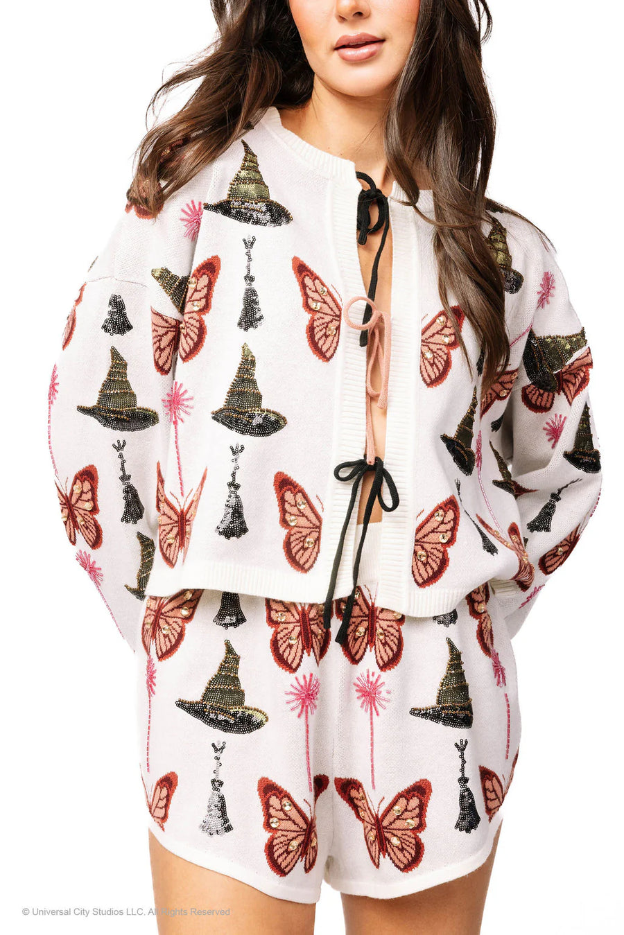 Queen of Sparkles Licensed Butterfly, Broom and Wand Tie Front Cardigan Cabana Seaside Florida